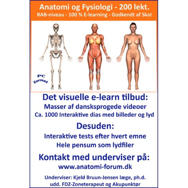 Anatomi og fysiologi, 200 lekt. 100 % e-learning. RAB-Godkendt
